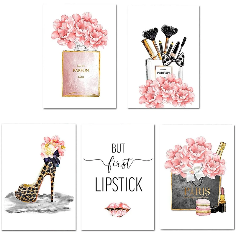 

5 шт., декоративные настенные картины в виде розовых цветов, без рамы