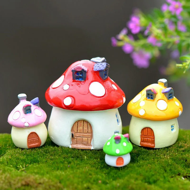 

3 Sizes Vintage Home Decor Resin Mini Mushroom House Miniature Garden Accessories Fairy Garden Mini Craft Home Decor Kids Gifts