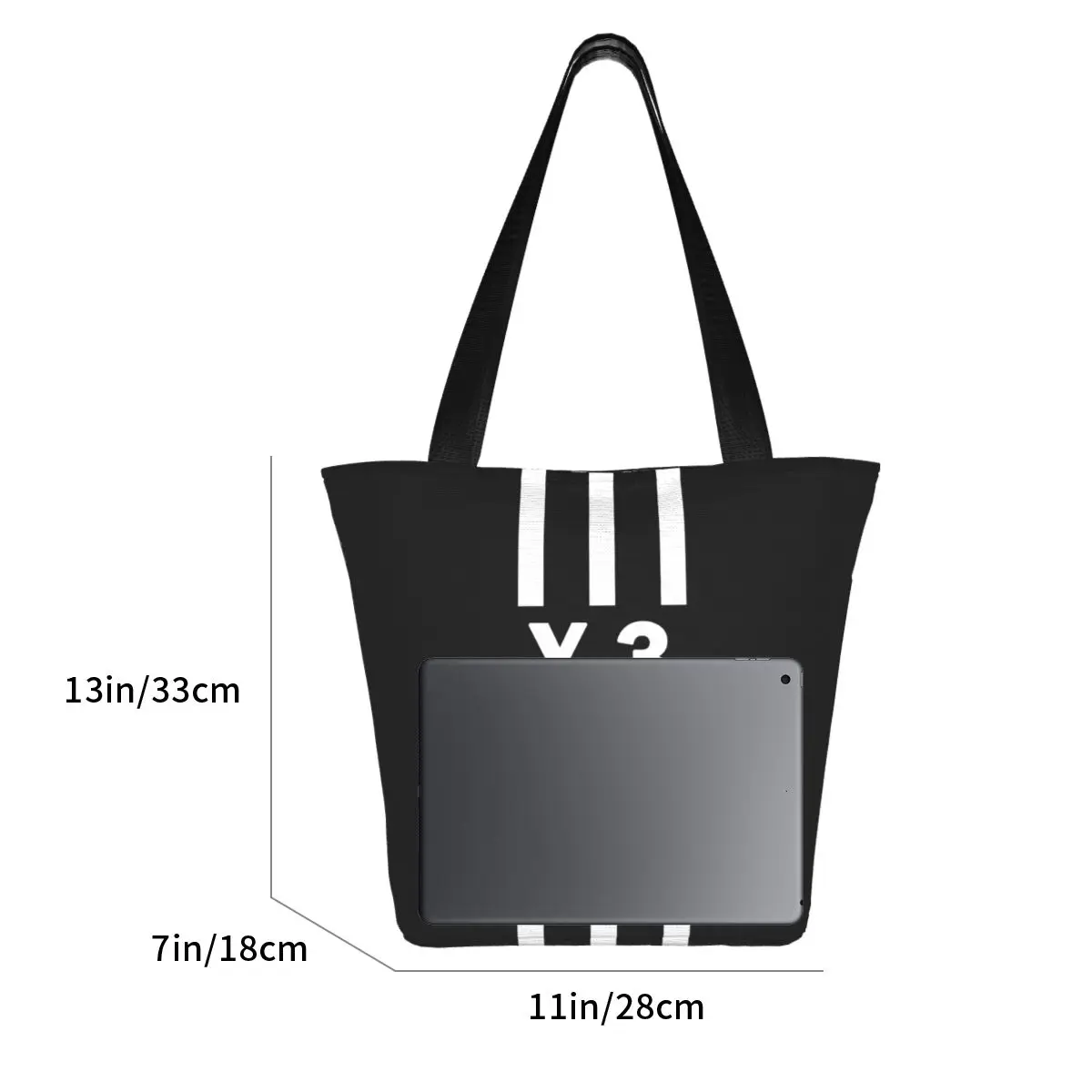 Yohji Yamamoto Y3 Shopping Bag Accessories For Unisex Fashion 3Y Black Zipper Tote Bags with Inside Pockets Handbags