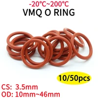 10pcs vmq o ring seal gasket thickness cs 3 5mm od 10 46mm silicone rubber insulated waterproof washer round shape nontoxi red