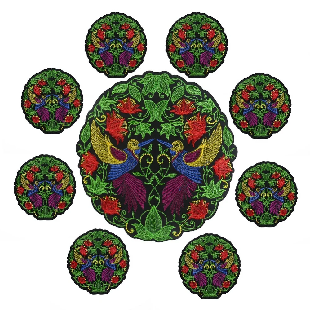 

Cartoon Round Flower Bird For on Clothes Coat ironing Embroidered Patches DIY Applique Badge back stickers clothes Accessories