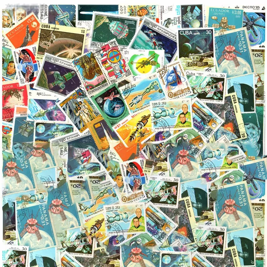 

50 100 Pcs/lot Space Topic Stamps Original Postage Stamp with Postmark Good Condition All Different Froms World