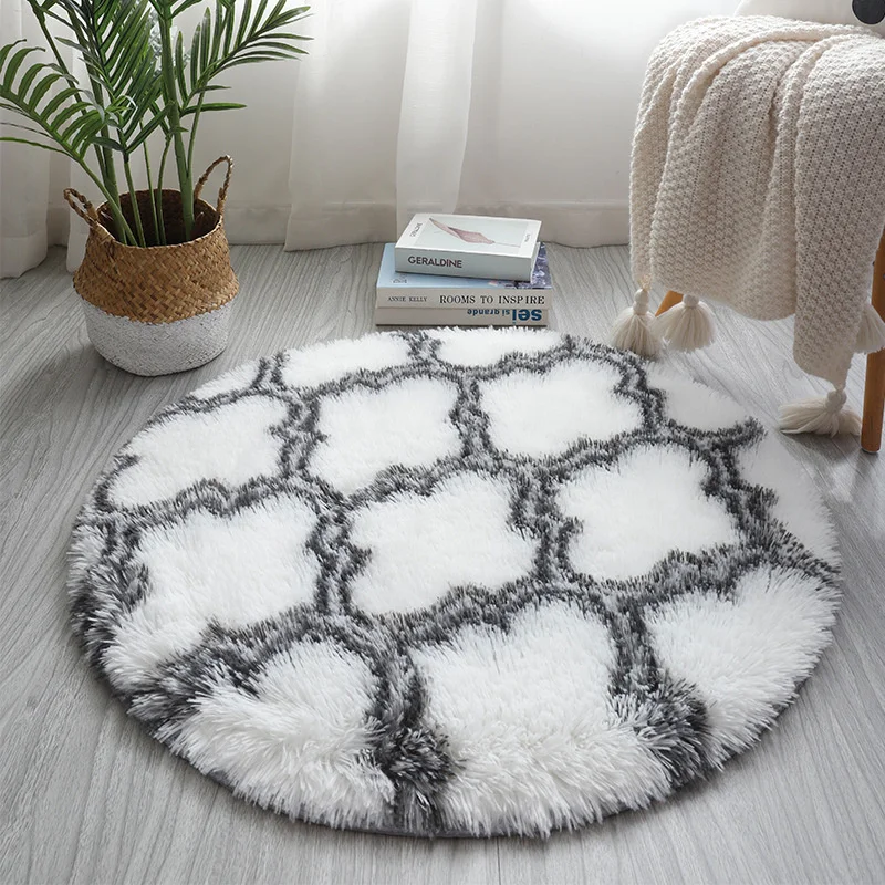 

Fluffy Round Plush Carpet Tent Rug Desk Foot Pad Hanging Basket Chair Floor Mat Fitness Yoga Rug Can Be Washed And Customized