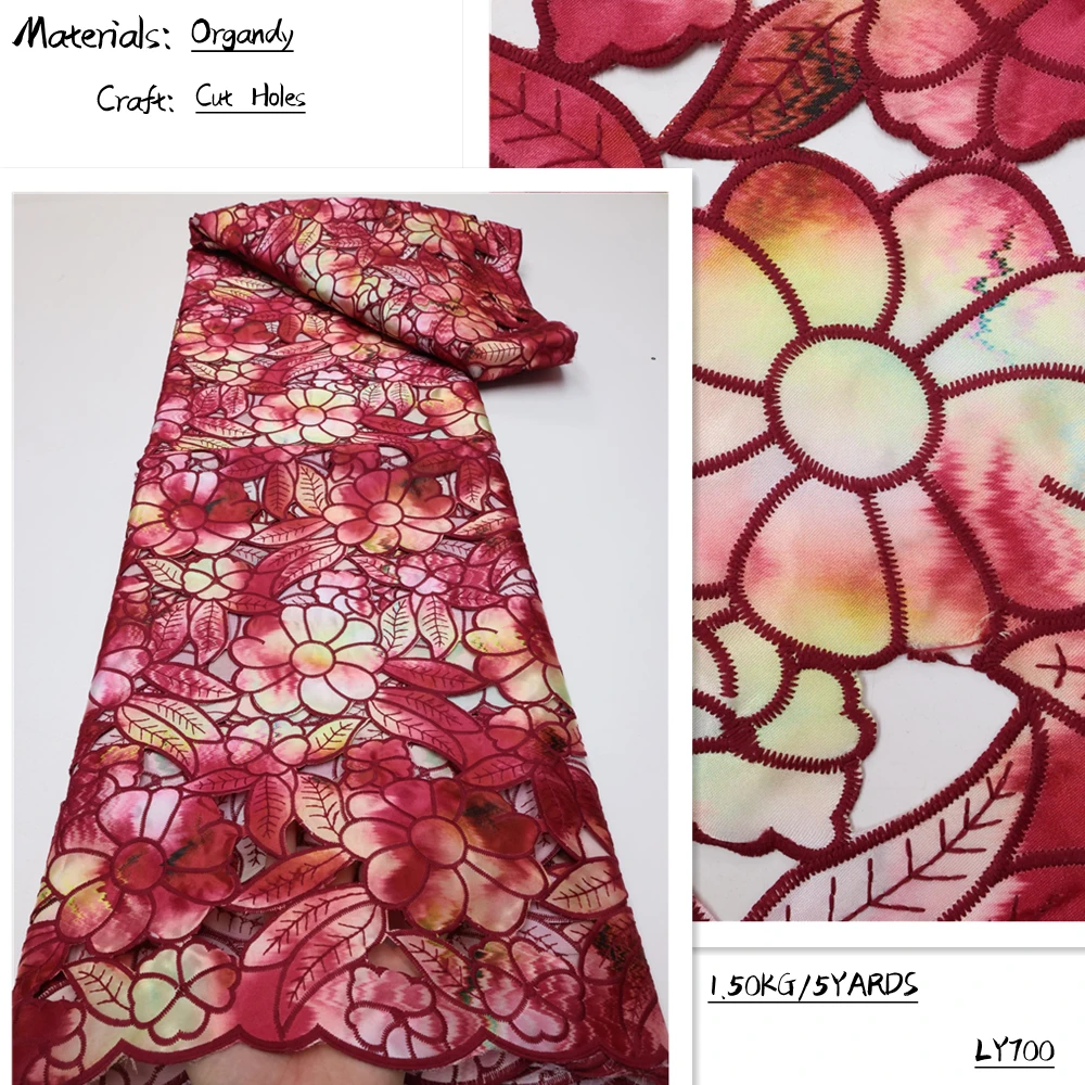 

Нигерийский женский текстиль PGC 2022, швейный материал, 5 ярдов, Высококачественная шифоновая вышивка, французская кружевная ткань для невест...