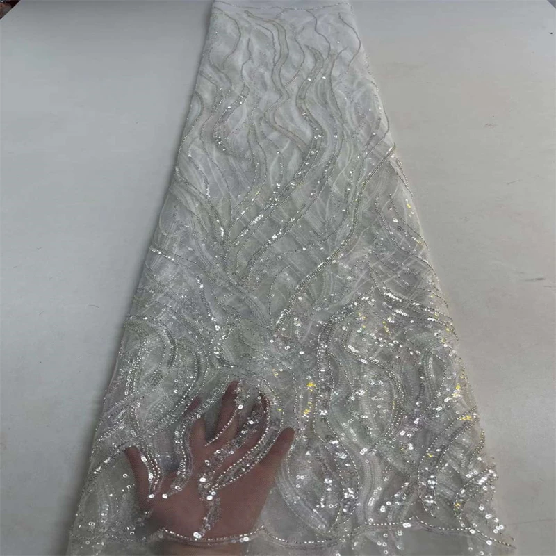 

Nigerian Net Lace Fabric 2022 French Bridal Lace Fabric Luxury Quality Embroidery Beaded Lace Fabric For Wedding ZX-240