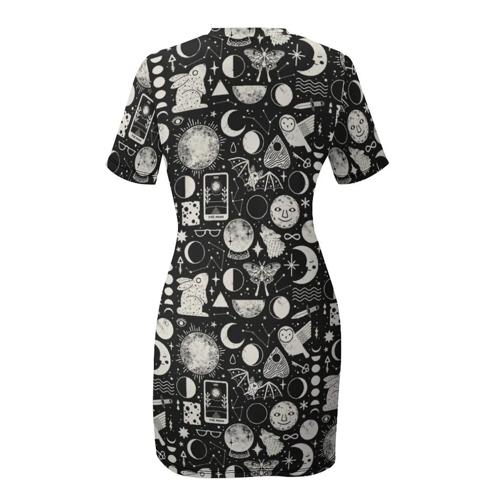 Лунный узор: платье Eclipse с короткими рукавами свадебное для гостей летнее женское