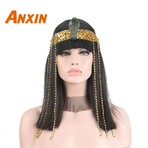 Женские синтетические парики королевы Египта, Черные искусственные волосы со змеиным принтом, для костюмов на Хэллоуин, вечеринок, от производителя