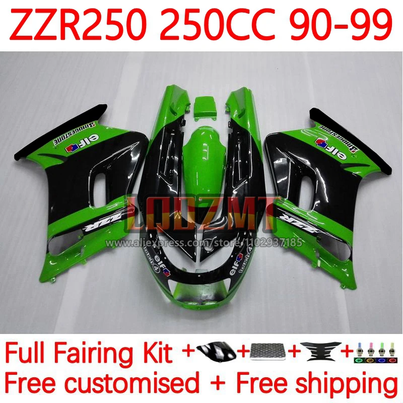 

Green Black Fairing Kit For KAWASAKI NINJA ZZR-250 90-99 ZZR 250 ZZR250 1990 1991 1992 1993 1994 95 96 97 98 99 Frame 16No.0