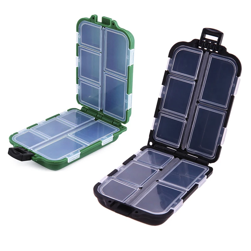 

10 Compartments Storage Case Box Plastic Fishing Lure Spoon Hook Bait Tackle Box Small Accessory Box Square Fishhook Box