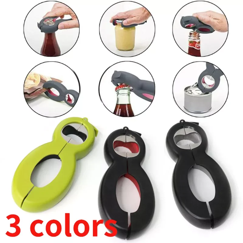 

NEW2022 6 in 1 Multi Function Bottle Opener All in One Jar Gripper Can Wine Beer Lid Twist Off Jar alles Opener Kitchen Tool