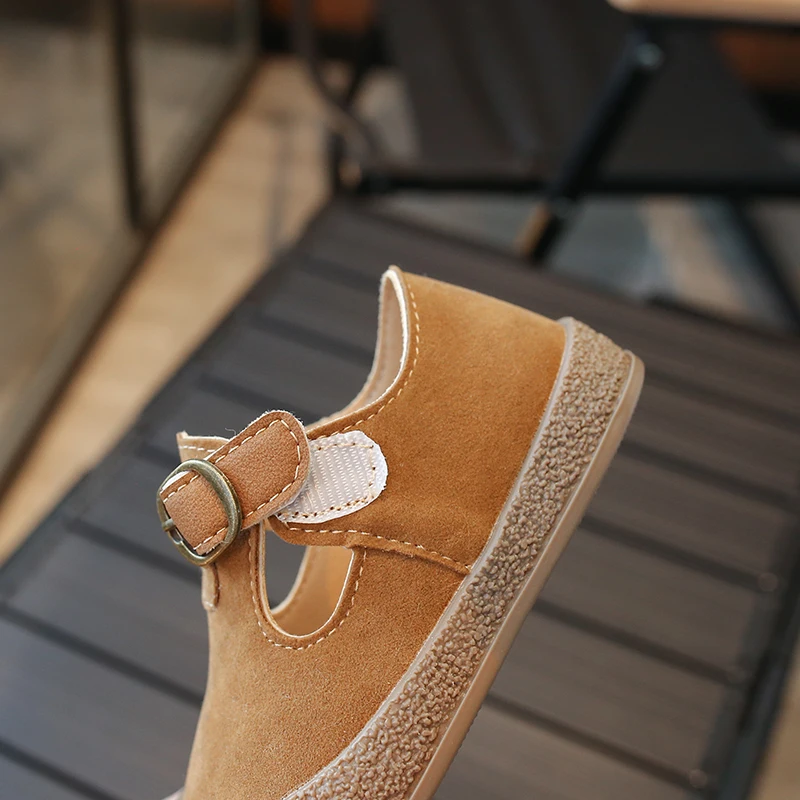 Туфли детские кожаные на платформе Т-образный ремешок шитье удобные