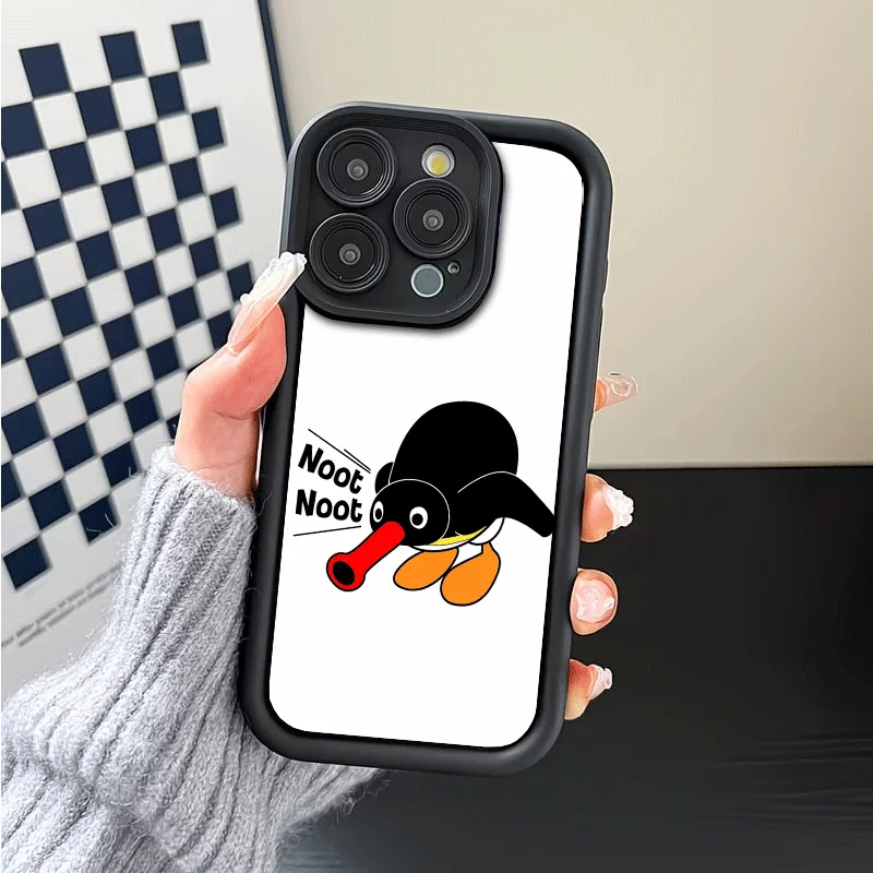 Фото Противоударный силиконовый чехол с мультяшным пингвином P-Pingu для iPhone 12 13 14 15 Plus 16 Pro Max 17 Air 16E 17E 11 XS 7 SE №2