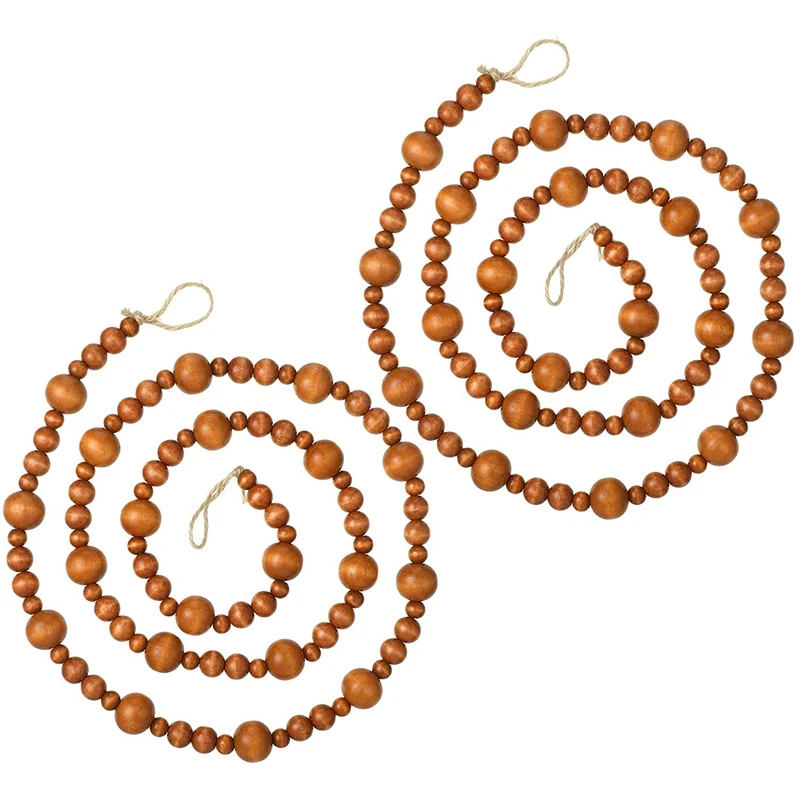 

Wedding Wood Bead Garlands,Farmhouse Wood Bead Garland Decoration,Holiday Garland Boho Wall Hanging Decor Prayer Beads