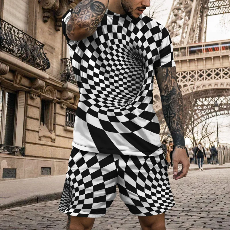 The Leopard Summer Men's Casual Beach Shorts Set 3D Printed Men's T-Shirt Short Sleeve O-Neck Casual Tracksuit Oversized