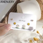 ANENJERY, милый солнечный цветок, 6 шт., Маленький Комплект сережек для женщин, простые циркониевые серьги-гвоздики для женщин, подарок S-E1208