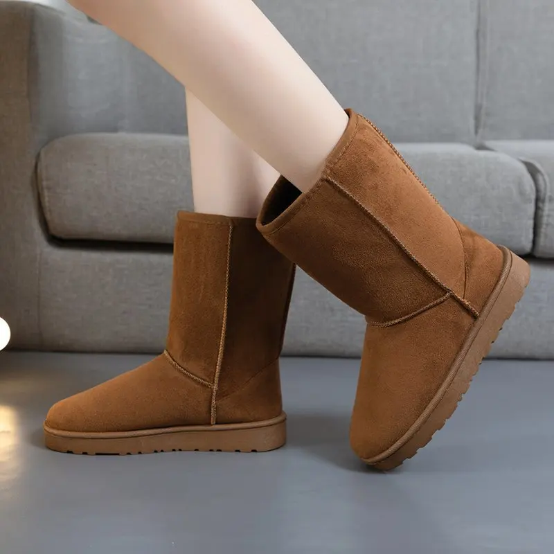 

2022 New Winter Boots Women Classic Women Slip-on Snow Boots Keep Warm Platform Middle Boots Female Simple Shoes Women Commuter