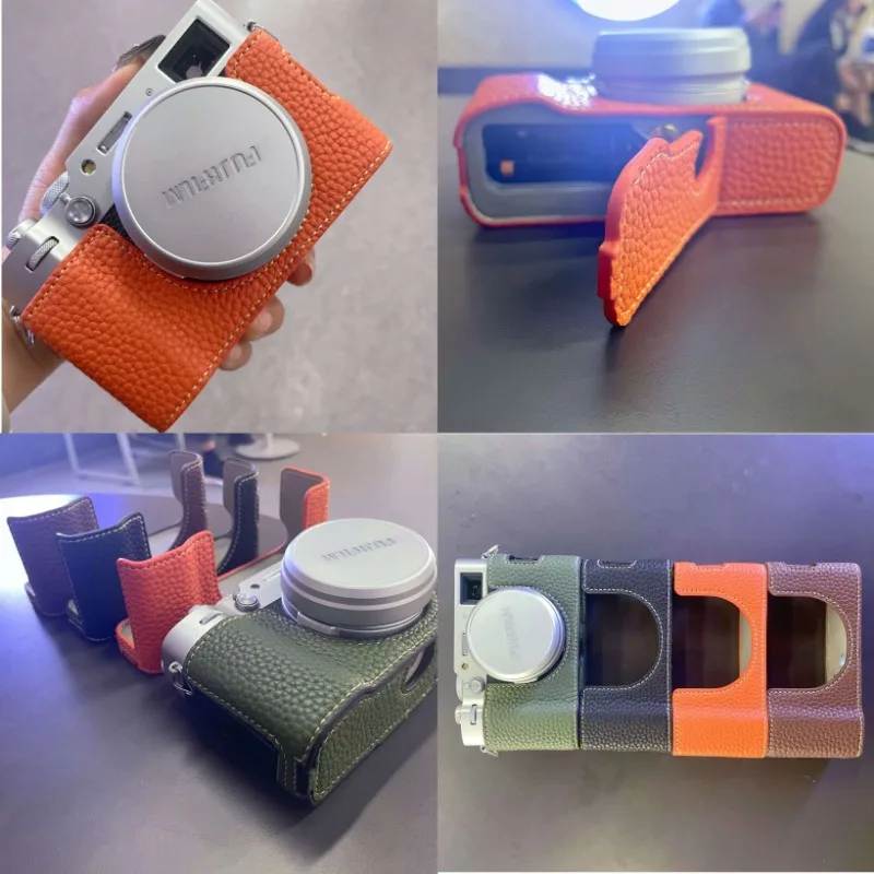 Кожаная сумка для фотоаппарата Fujifilm X100VI чехол полукрепление кожаная основа