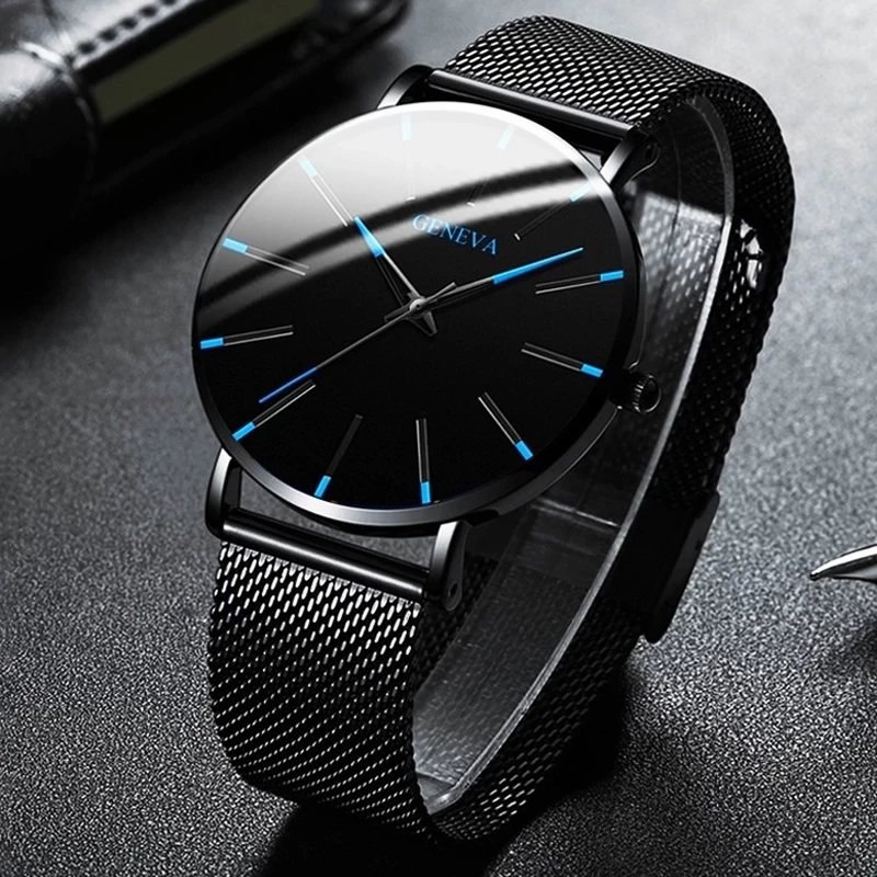 

Fashion Mens Business Watches Luxury Gold Stainless Steel Mesh Belt Quartz Wrist Watch Luminous Clock Men Casual Leather Watch