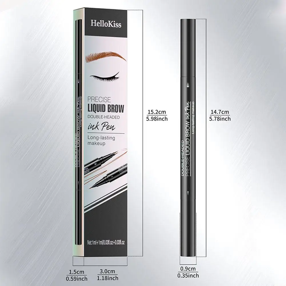 Двухсторонний карандаш для бровей Hellokiss с четырьмя зубцами водостойкий жидкий
