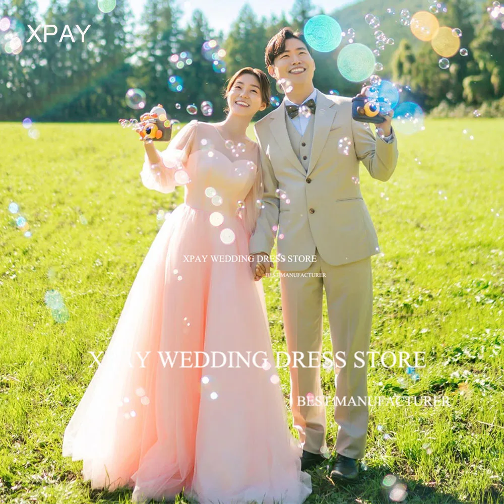 Платье вечернее розовое ТРАПЕЦИЕВИДНОЕ с длинными рукавами-фонариками и