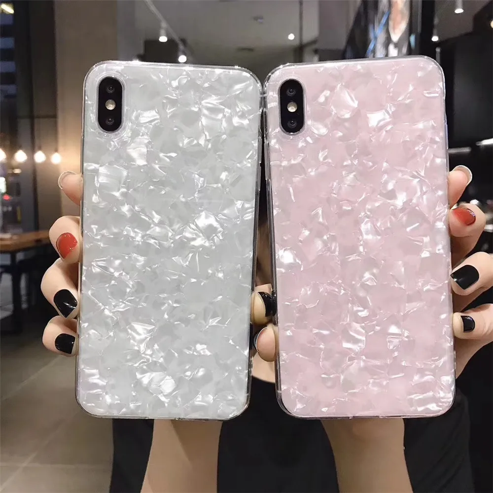 

Glitter Marble Shell Pattern Case For Xiaomi 10 Redmi Note 8 7 9 pro 6A 6 Pro 8A K30 8T MI 6X 8 Soft IMD Silicone Back Cover