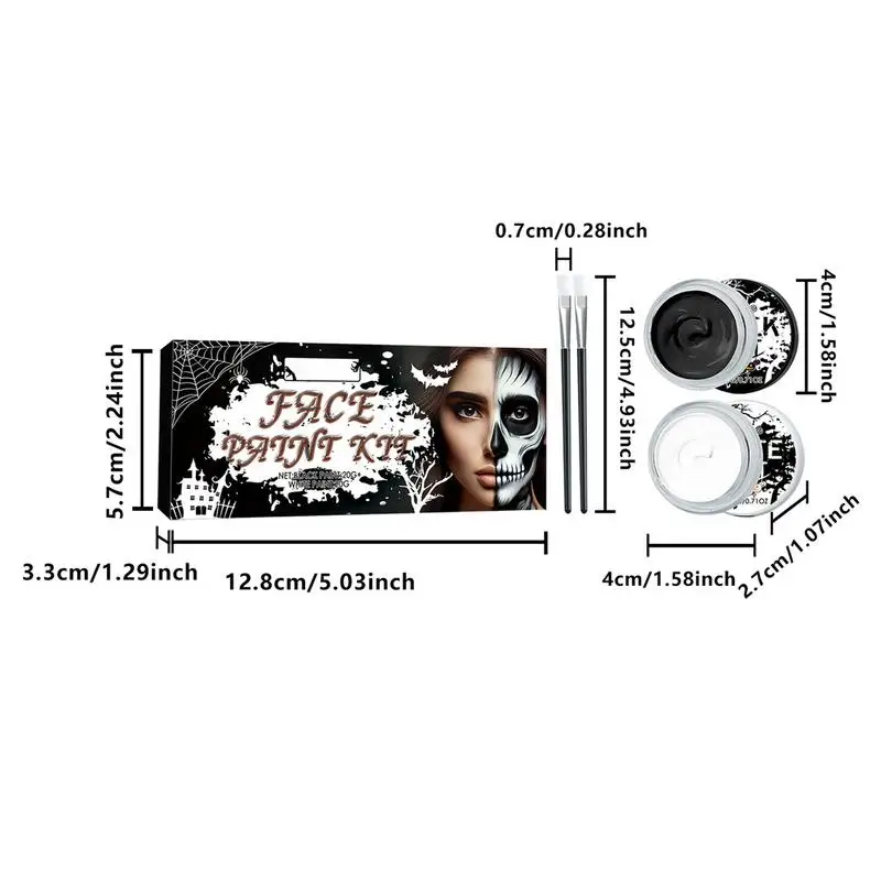 Черно-белая краска для лица профессиональная палитра красок набор с кисточками