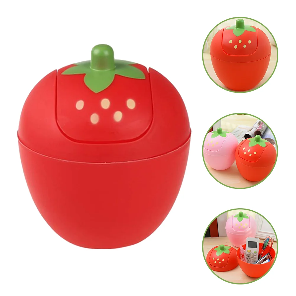 

Trash Can Garbage Mini Bin Countertopcans Small Waste Strawberry Desktop Table Desk Basket Car Kitchen Holder Wastebasket