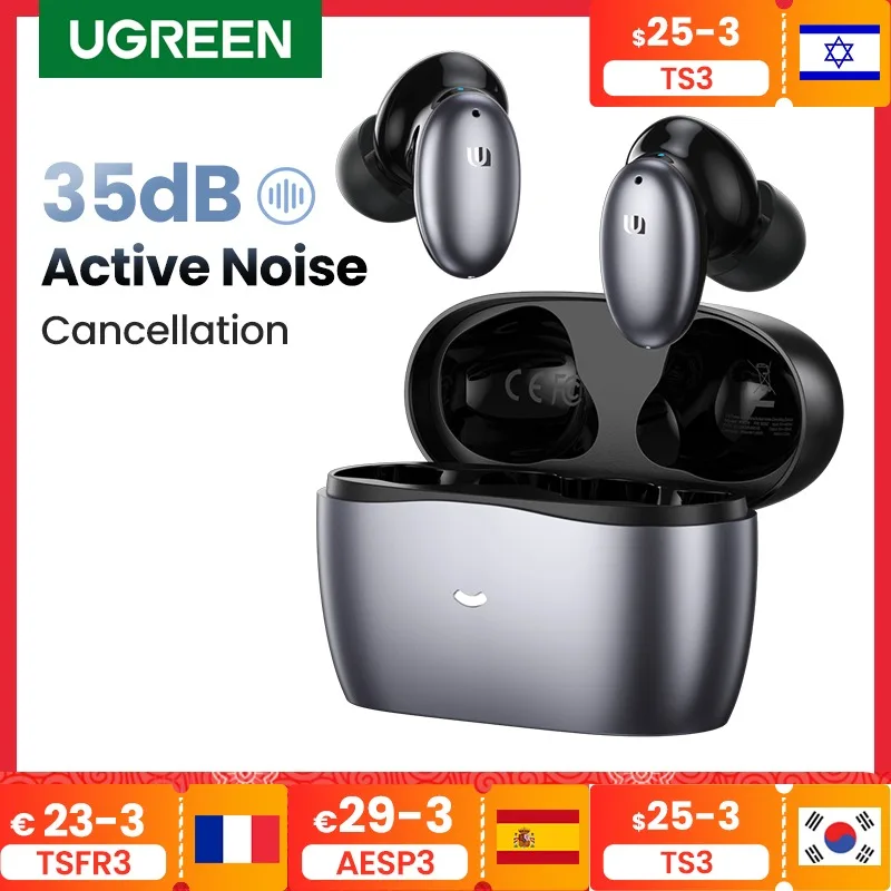 

NEWUGREEN HiTune X6 Wireless Headphones Bluetooth 5.1 Earphones TWS Earbuds ANC 35dB Hybrid Active Noise Cancellation 50ms