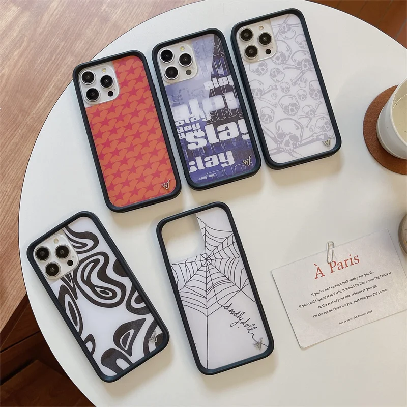 Роскошный чехол с 3D паутиной и английским черепом для iPhone 13 12 14 15 16 Pro Max Wildflower Cute