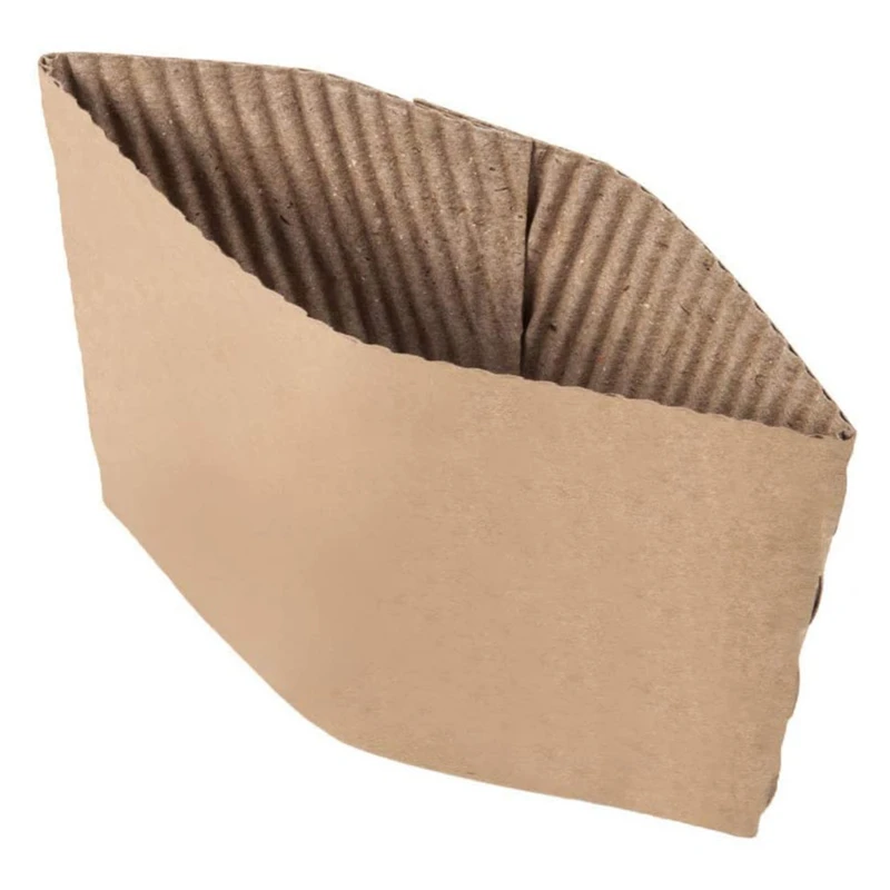 

200Pcs Kraft Paper Hot Cup Sleeve Jacket Holder Corrugated Cardboard Protective Hot and Cold Insulator