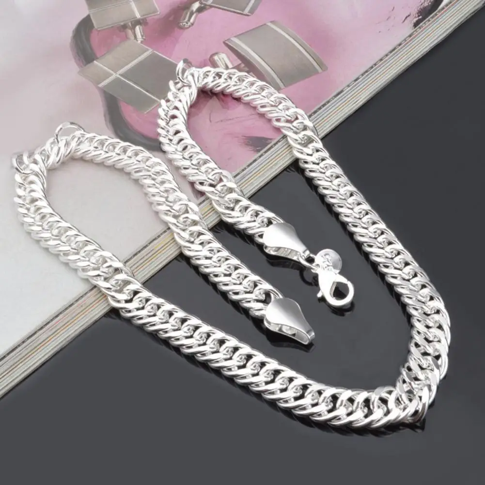

Men Necklace Smooth Surface All-match Lightweight Simple Pure Color Chain Necklace for Daily Life