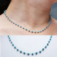 2022 chic simple blue stone beads choker necklace fashion trendy jewelry
