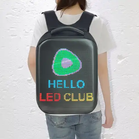 Рюкзак со светодиодным дисплеем для улицы, школьная сумка для прогулок, полноцветный экран, смартфон, программируемый светодиодный ранец, П...