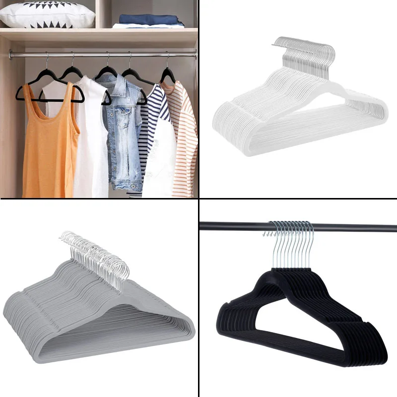 

45CM Non Slip Velvet Suit Clothes Hangers Wardrobe Home Closet Organizer Вешалка Для Одежды Organizador Armario Percher Wholesal