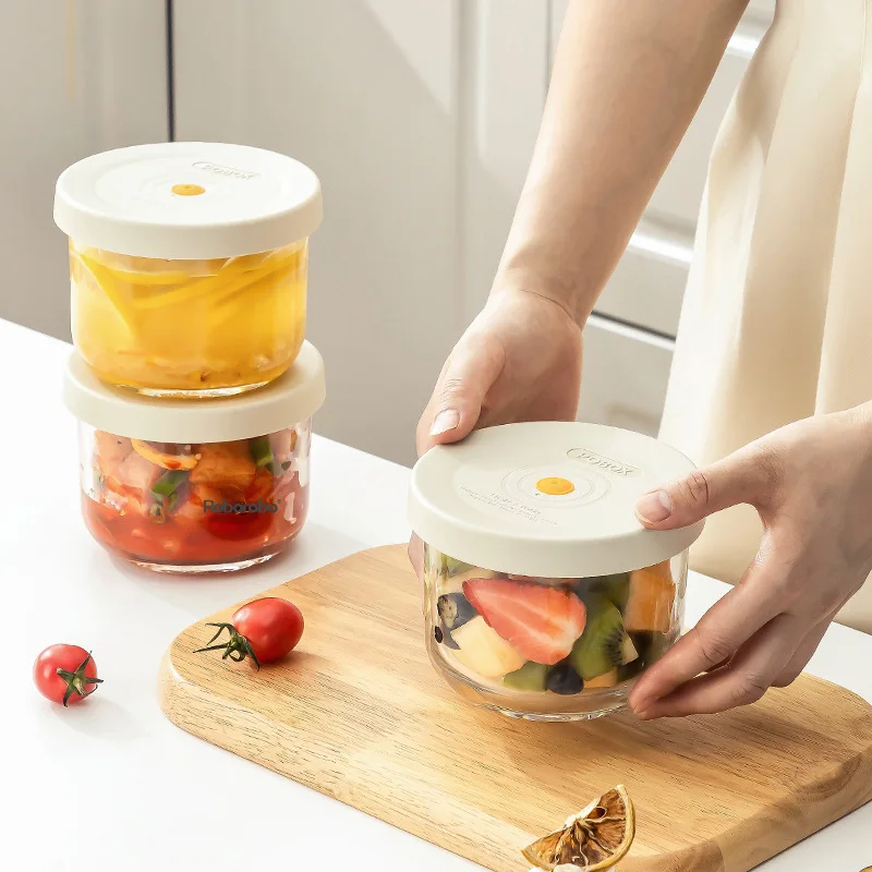 

New Sealed and Leak Proof Glass Preservation Bowl with Wide Mouth and Lid, Picnic Box, Fruit Box, Supplementary Food Box