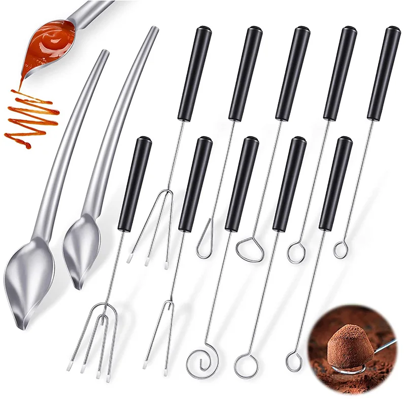 

5/12Pcs Candy Dipping Tools Set, Chocolate Dipping Fork And Culinary Decorating Spoons, Chef Art Pencil for Decorative Plates