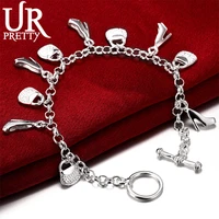 urpretty 925 sterling silver shoesbags chain bracelet for womenmen fashion wedding engagement jewelry