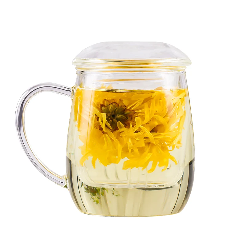 

1 шт. 480 мл боросиликатное стекло чайная кружка офисный цветок чашка со стеклянным чаем Infuser Kungfu-чай B27