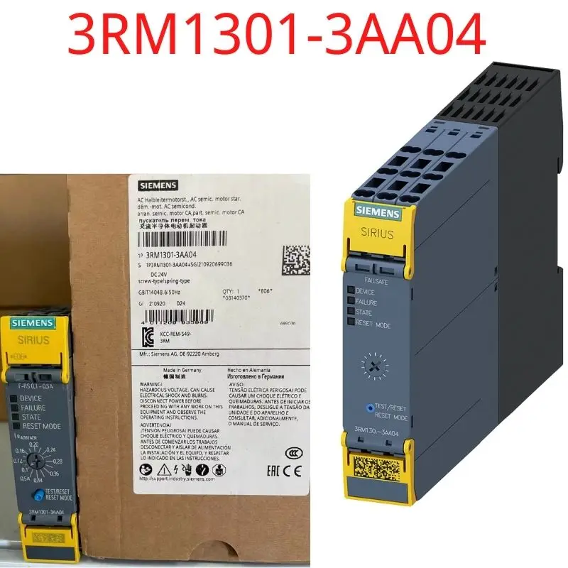 

3RM1301-3AA04 Brand New Fail-safe reversing starter, 3RM1, 500 V, 0 - 0.12 kW, 0.1 - 0.5 A, 24 V DC, screw/spring-type terminals