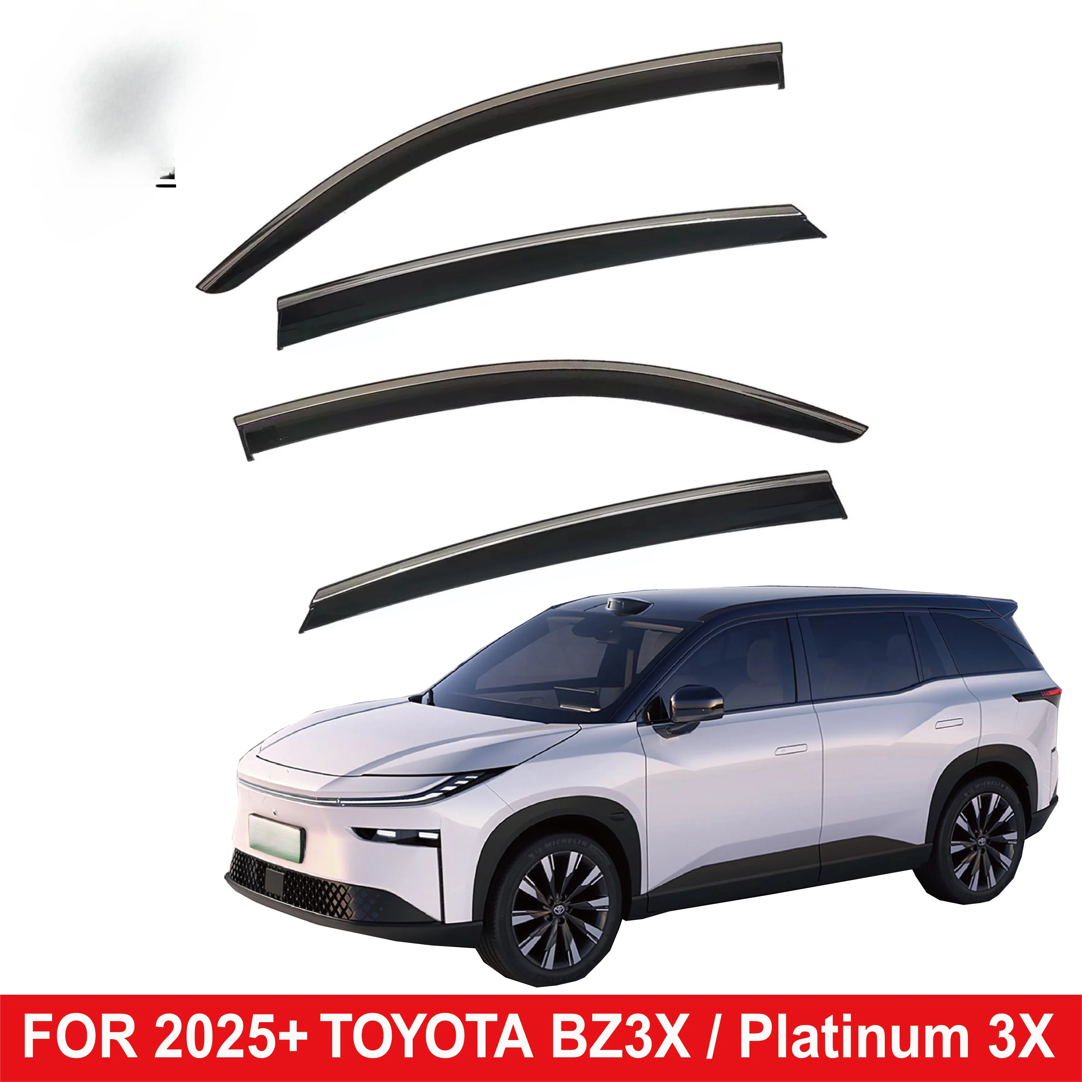 Фото Премиальные вставные дефлекторы окон для Toyota BZ3X Zhibo 2025 года: Простая установка, прочные, аэродинамические ветровики №3
