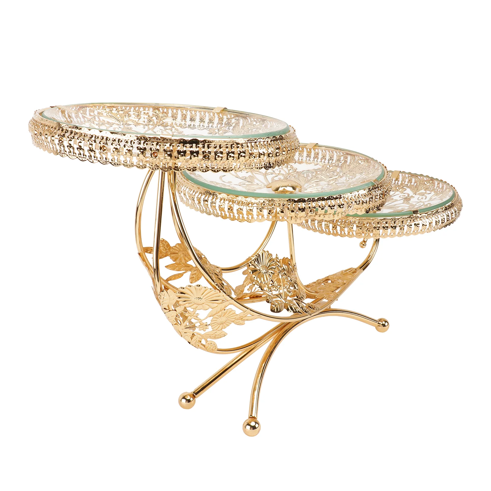 

Stand Display Cake Cupcake Dessert Tray Fruit Holder Plate Tower Tier Pastry Serving Platter Basket Three Tiered Server Metal