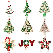 Hot Selling Christmas Tree Brooches For Women Men Vintage Rhinestone Pearl Enamel Pins Fashion Christmas Ornaments New Year Gift