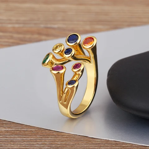 AIBEF Открытые кольца из меди с цирконами