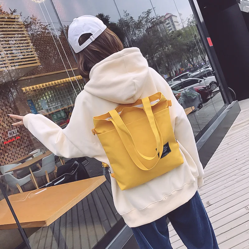 Multi-purpose Women's Korean Version Single Shoulder Canvas Fashionable Artistic College Backpack Class Tutoring Canvas Bag