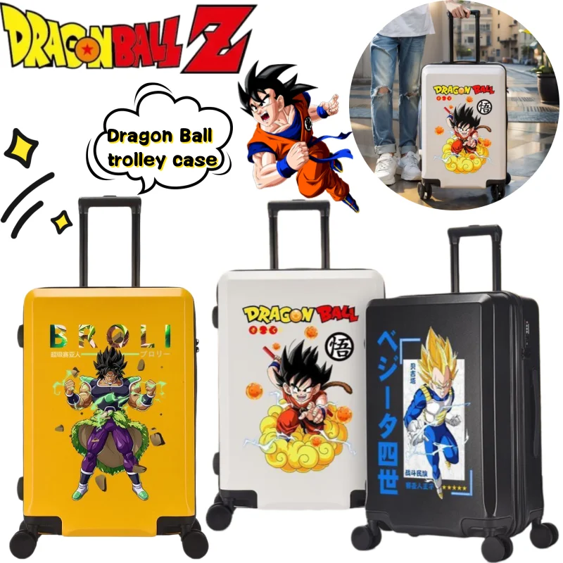 Фото Новый чемодан-тележка Dragon Ball Son Goku Kakarotte с кодовым замком, ярким мультяшным принтом, большой вместимостью, портативный №1