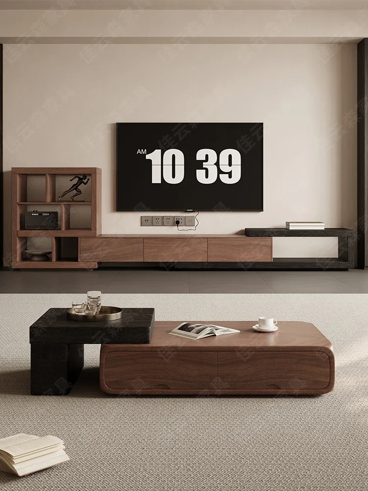 Ореховый зернистый комбинированный ТВ-шкаф для гостиной домашний бревен