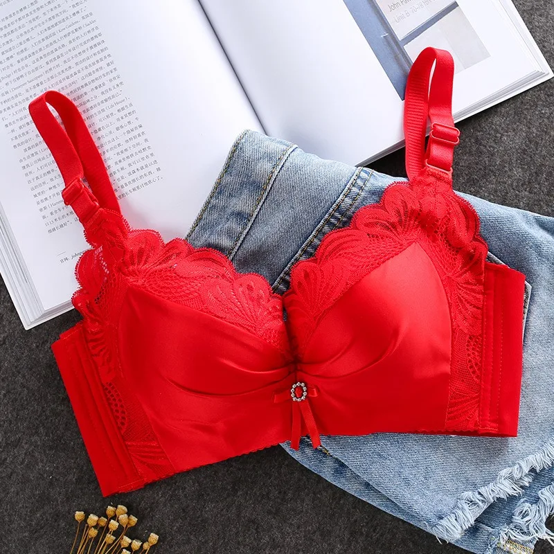 

Женский бюстгальтер с маленькой грудью без стальных колец, тонкое нижнее белье с дополнительной толщиной 5 см, бюстгальтер с кружевной спиной