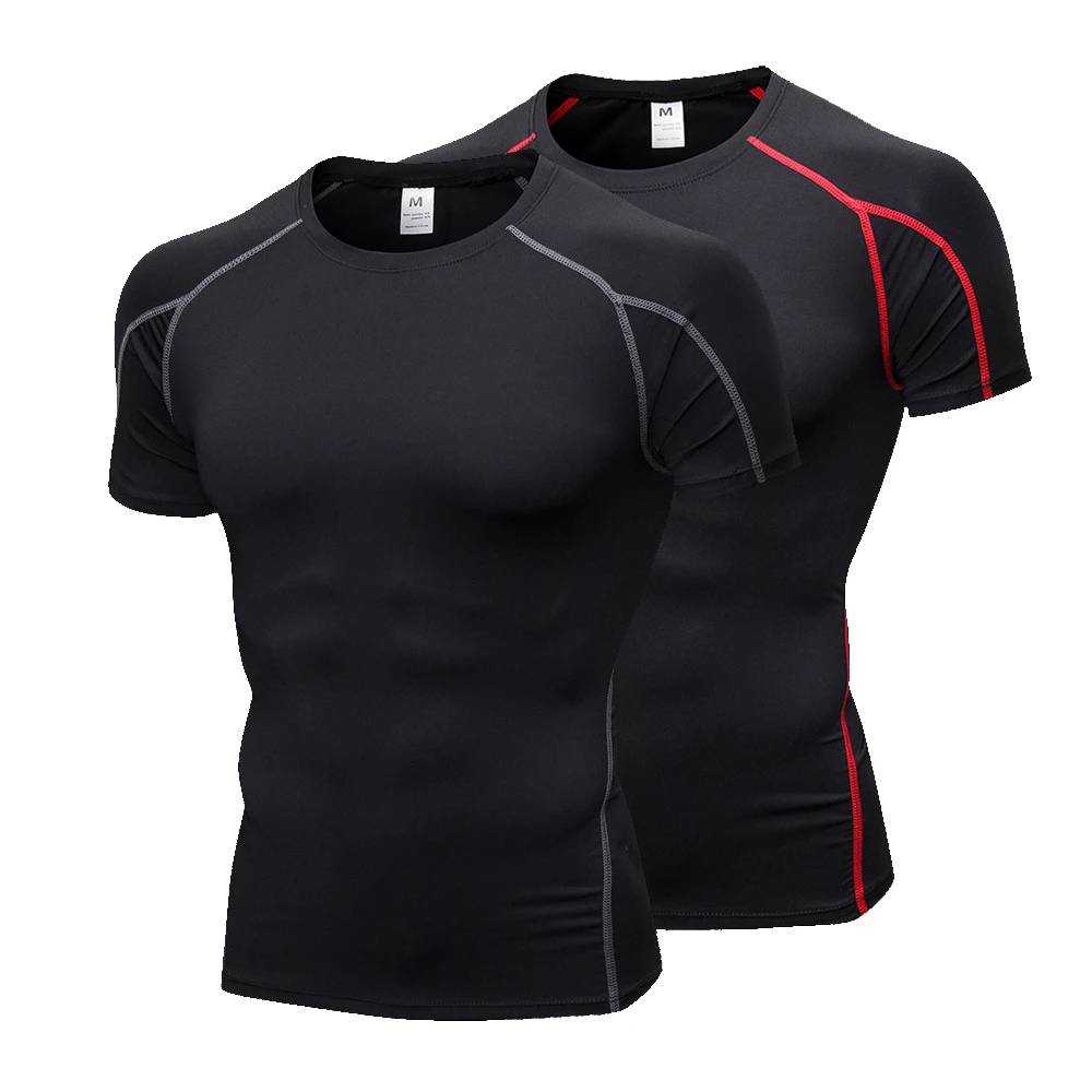 

Футболка мужская компрессионная, тренировочная Спортивная быстросохнущая рубашка для фитнеса, топ для бодибилдинга и бега в зале
