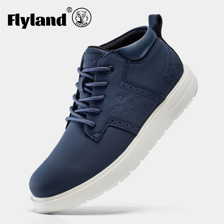 FLYLAND Fashion Men Dress Boots Male Split Leather Shoes Casual Handmade Luxury Ankle