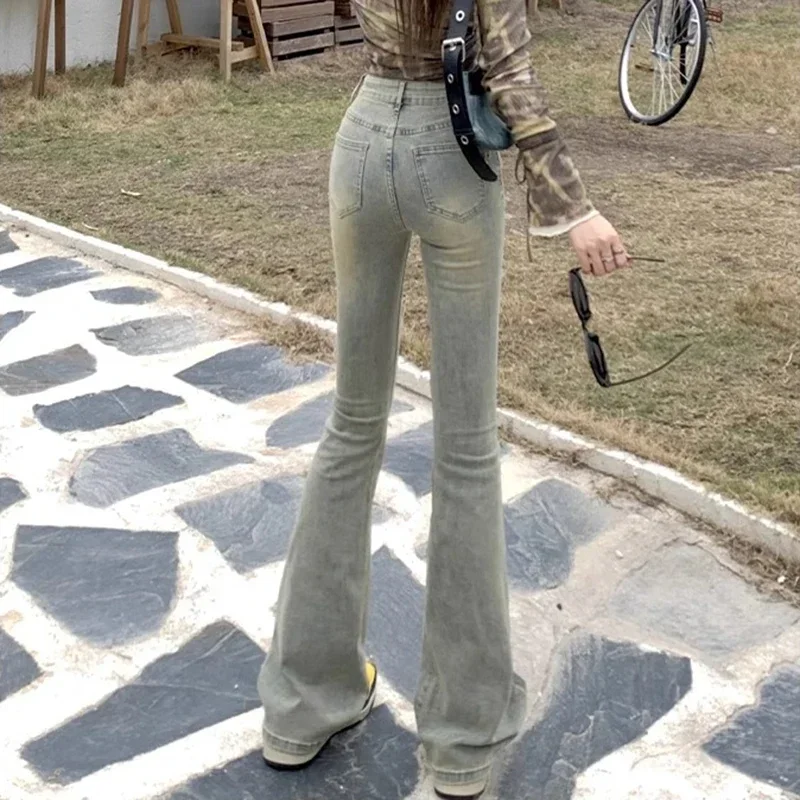 Женские дизайнерские расклешенные джинсы с высокой талией женские уличные